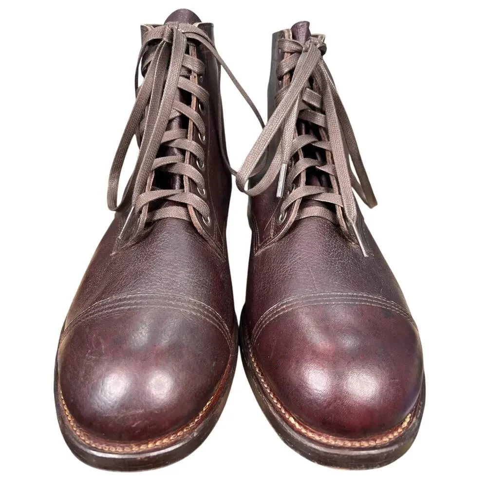 Vintage 1946 Swedish Army M/39 Brown Leather Cap Toe Boots Size 47 US 13 A